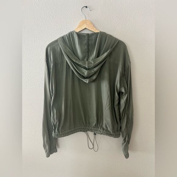 Marrakech Stretch Cupro Sage Green Full Zip Lightweight Utility Jacket Size S - Picture 6 of 6